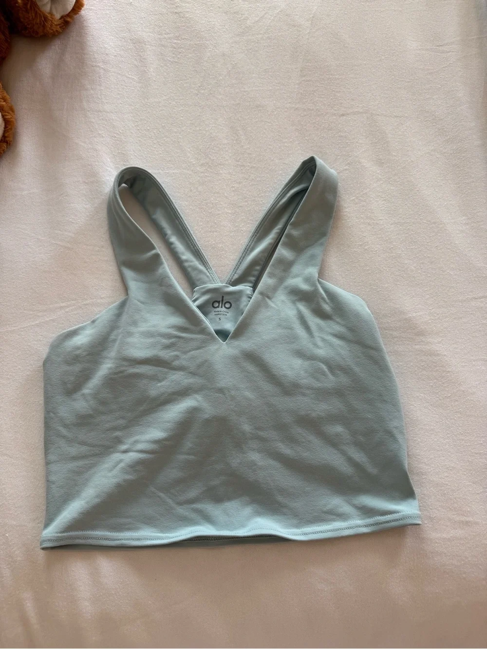 ALO Yoga Light Blue V-Neck Longline Sports Bra
